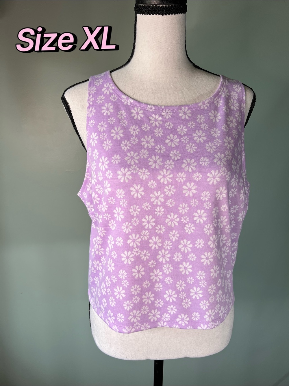 Purple Floral Tank Top - Size XL